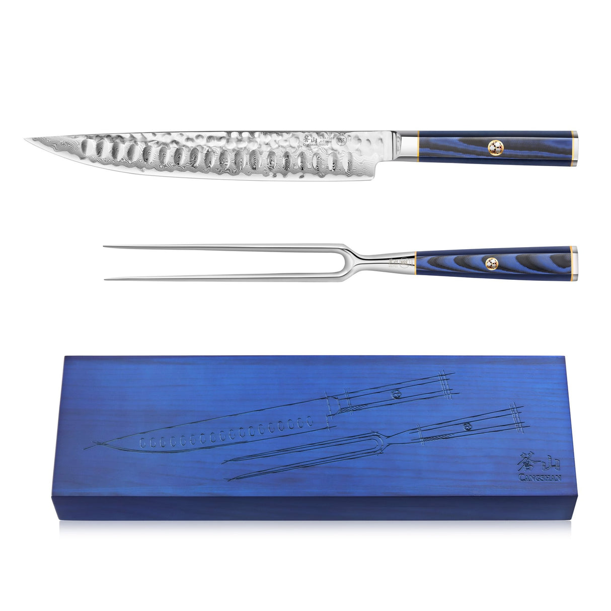 KITA SERIES 2-PIECE CARVING SET, HIGH CARBON X-7 DAMASCUS STEEL