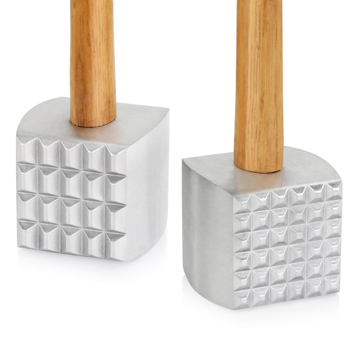 DUAL-SIDED ALUMINUM TENDERIZER WITH WOOD HANDLE