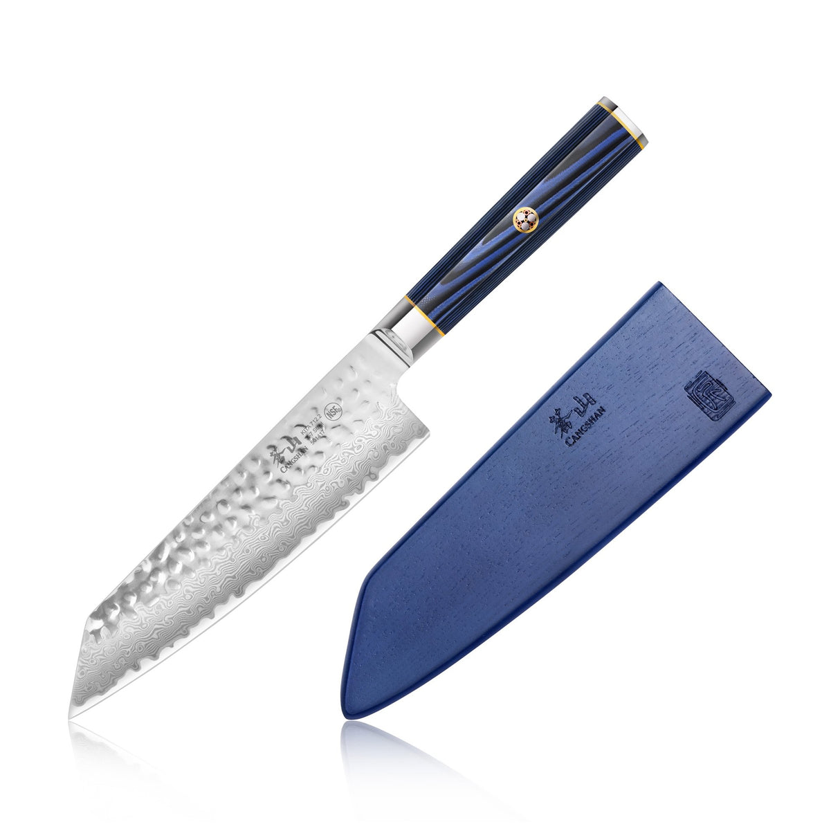 KITA SERIES 7" KIRITSUKE KNIFE WITH SHEATH, HIGH CARBON X-7 DAMASCUS STEEL