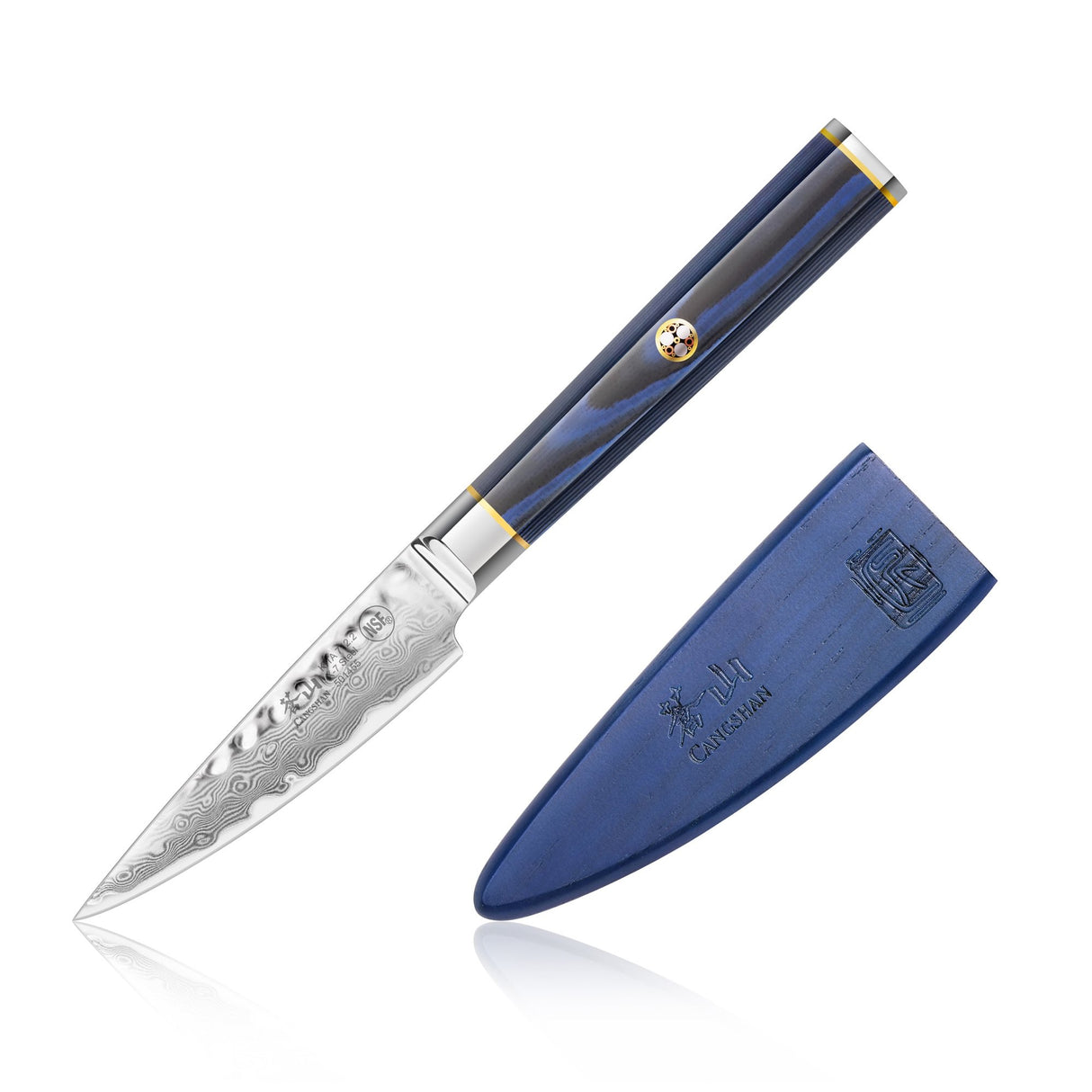 KITA SERIES 3.5" PARING KNIFE WITH SHEATH, HIGH CARBON X-7 DAMASCUS STEEL