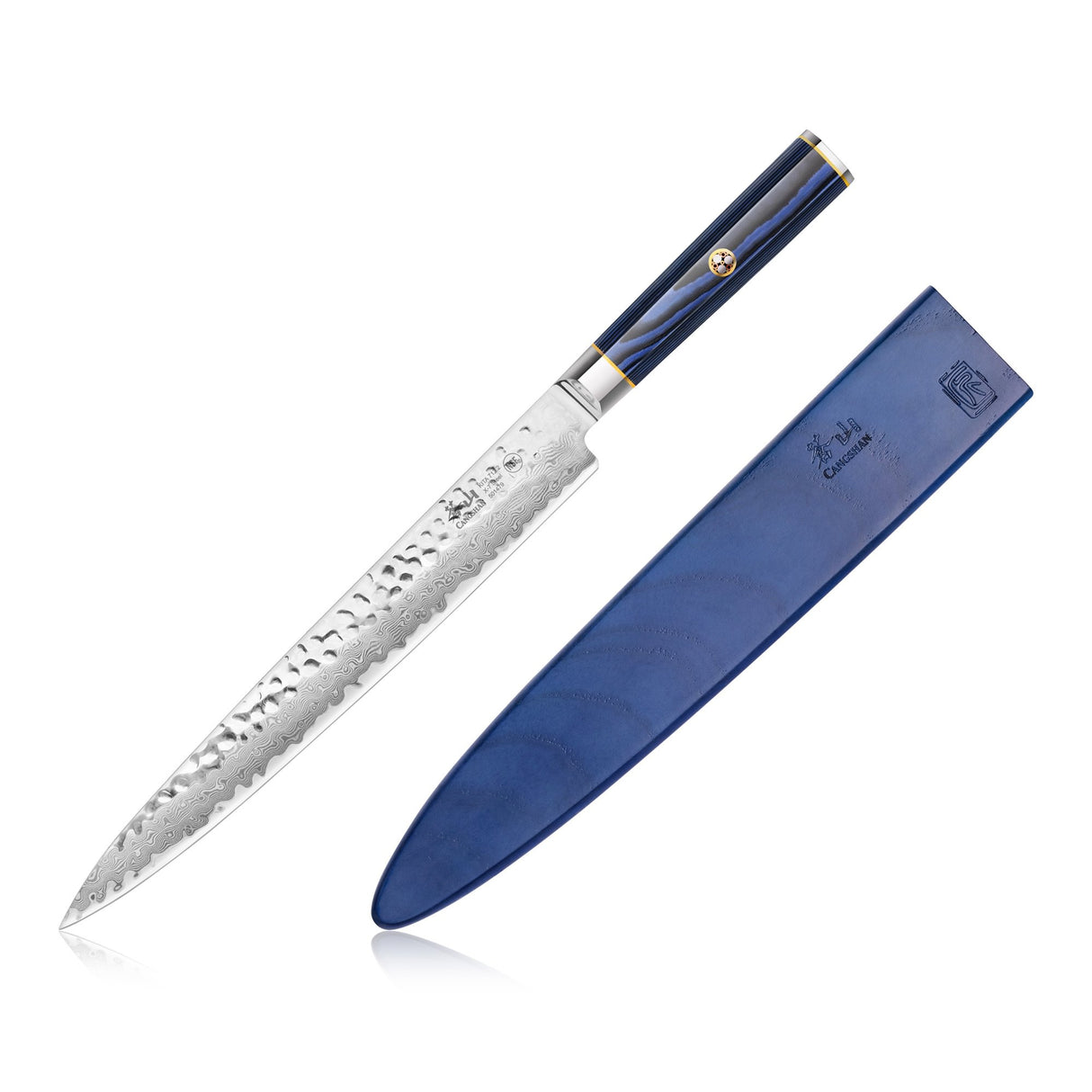KITA SERIES 10" SASHIMI KNIFE WITH SHEATH, HIGH CARBON X-7 DAMASCUS STEEL