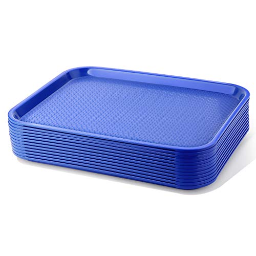 New Star Foodservice 24722 Blue Plastic Fast Food Tray, 14 by 18 Inch, Set  of 12