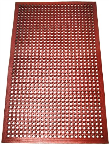 Serve Secure Red Rubber Floor Mat - Anti-Fatigue, Grease-Resistant