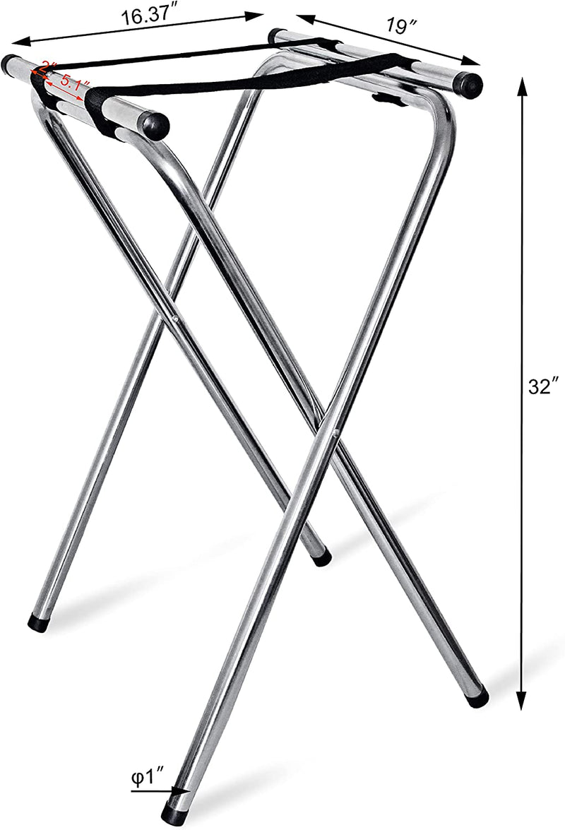 New Star 20007 Mirror Chrome Finish Steel Double Bar Folding Tray Stand, 31-Inch, Silver