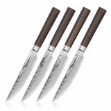 MAYA SERIES 4-PIECE STEAK KNIFE SET WITH WALNUT BOX, HIGH CARBON X-7 DAMASCUS STEEL