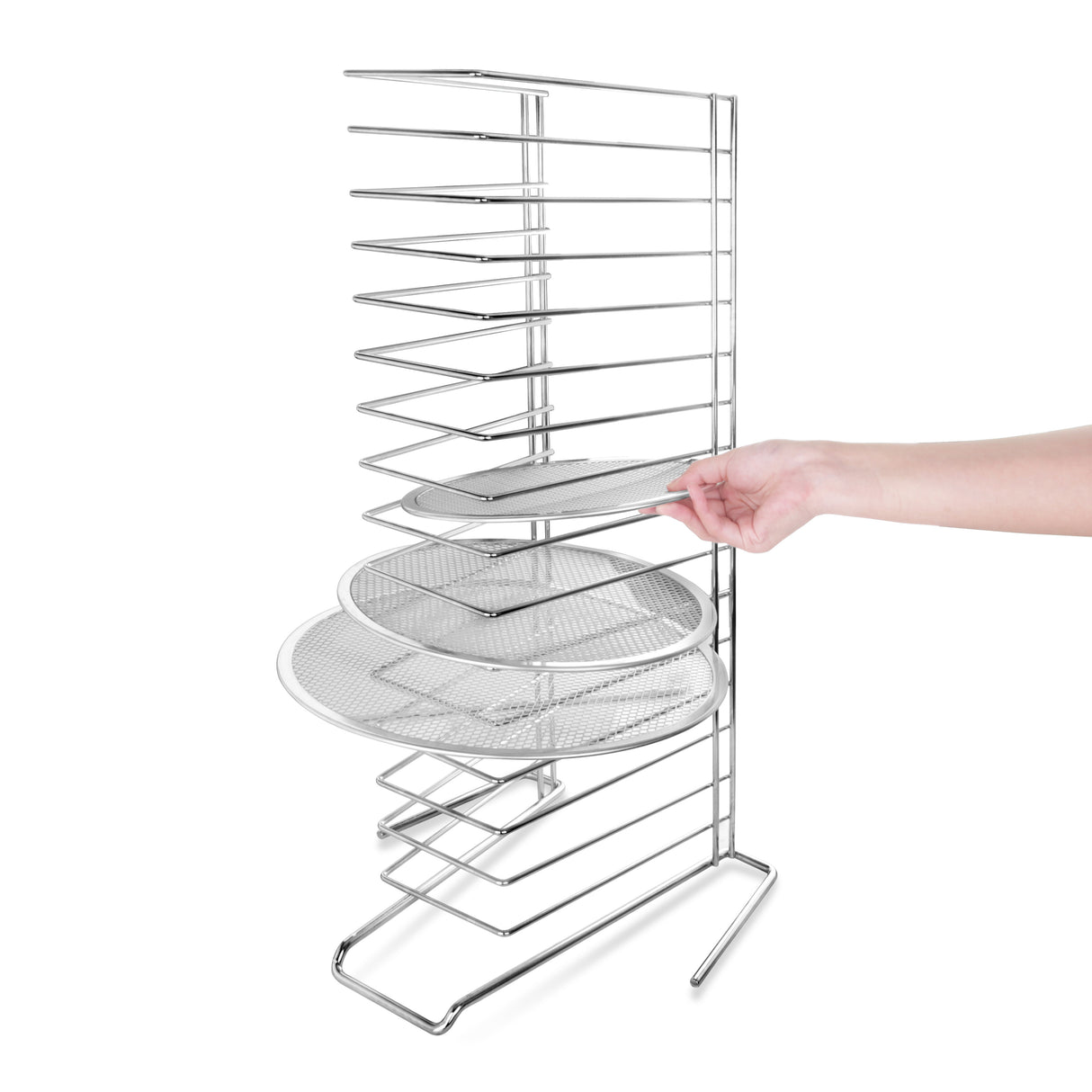 CHROME PIZZA TRAY RACK, 15-TIER