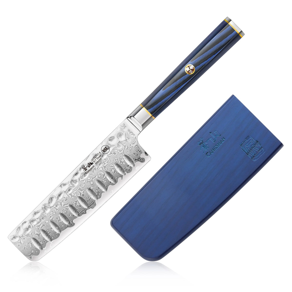 KITA 5" NAKIRI KNIFE WITH SHEATH, HIGH CARBON X-7 DAMASCUS STEEL