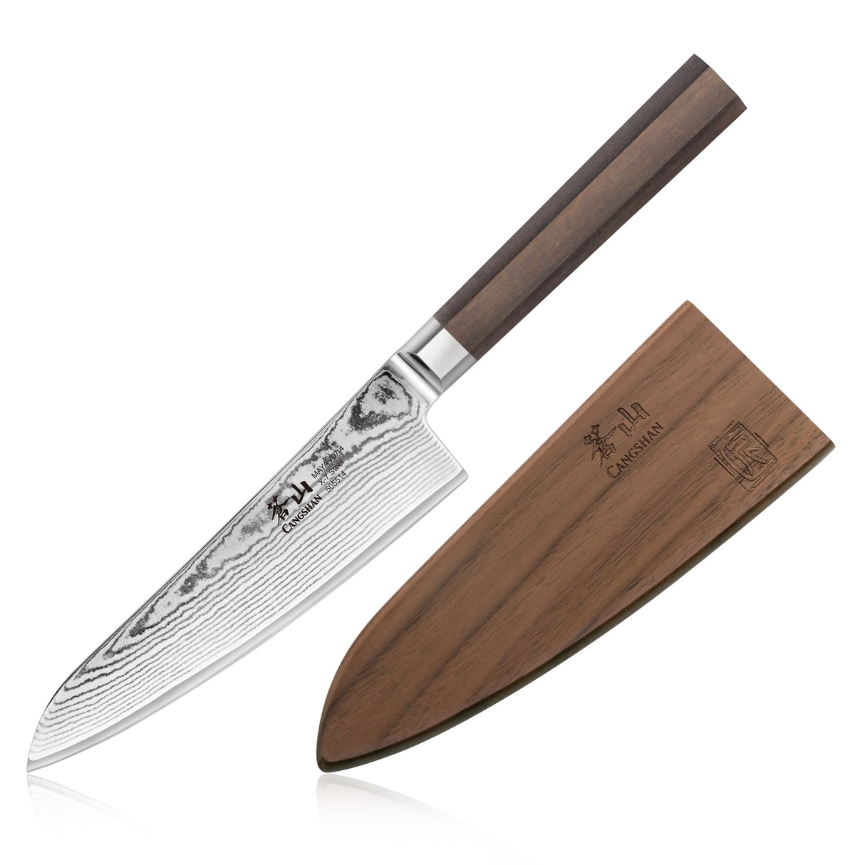 MAYA SERIES 5.5" PREP UTILITY KNIFE WITH SHEATH, HIGH CARBON X-7 DAMASCUS STEEL