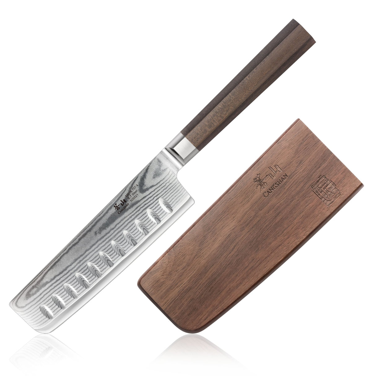 MAYA SERIES 5" NAKIRI KNIFE WITH SHEATH, HIGH CARBON X-7 DAMASCUS STEEL
