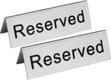 TENT SIGN, STAINLESS STEEL, "RESERVED"