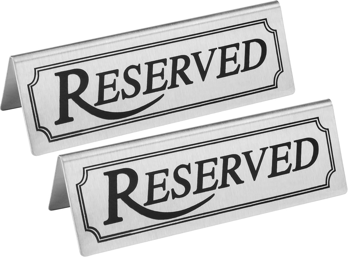 TENT SIGN, STAINLESS STEEL, "RESERVED"