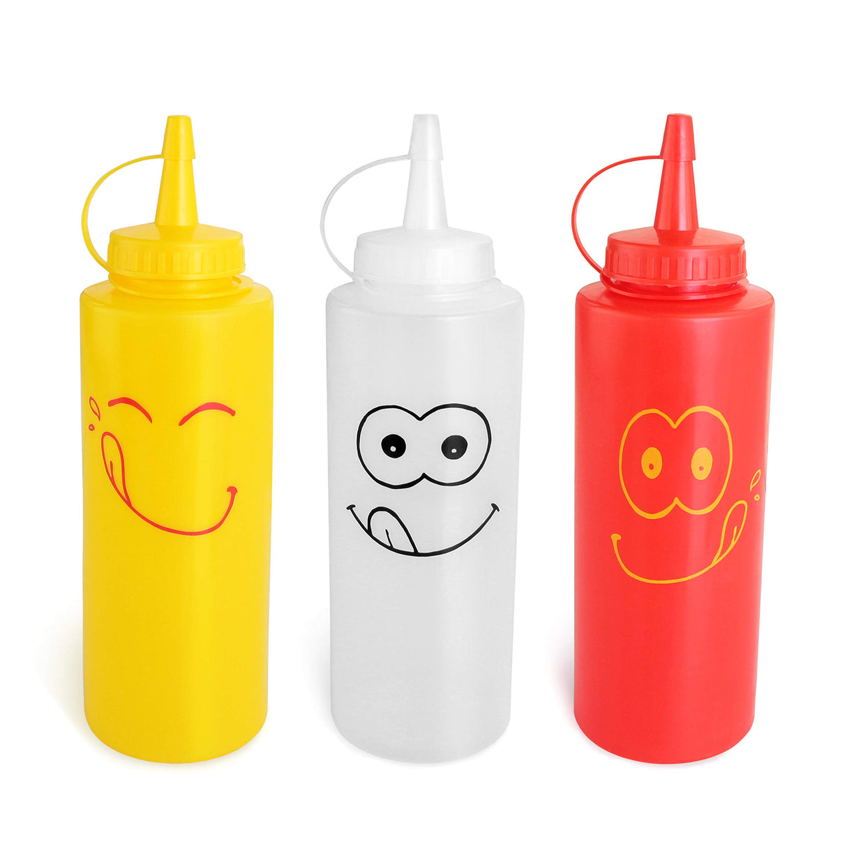 SMILEY FACE SQUEEZE BOTTLE, 3-PACK