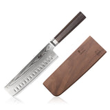MAYA SERIES 7" NAKIRI KNIFE WITH SHEATH, HIGH CARBON X-7 DAMASCUS STEEL