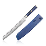 KITA SERIES 9" BREAD KNIFE WITH SHEATH, HIGH CARBON X-7 DAMASCUS STEEL