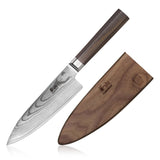MAYA SERIES 6" CHEF'S KNIFE WITH SHEATH, HIGH CARBON X-7 DAMASCUS STEEL