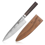 MAYA SERIES 8" CHEF'S KNIFE WITH SHEATH, HIGH CARBON X-7 DAMASCUS STEEL