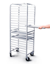 ALUMINUM PAN RACK WITH BRAKE WHEELS