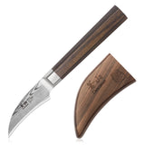 MAYA SERIES 2.5" PEELING KNIFE WITH SHEATH, HIGH CARBON X-7 DAMASCUS STEEL