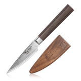 MAYA SERIES 3.5" PARING KNIFE WITH SHEATH, HIGH CARBON X-7 DAMASCUS STEEL