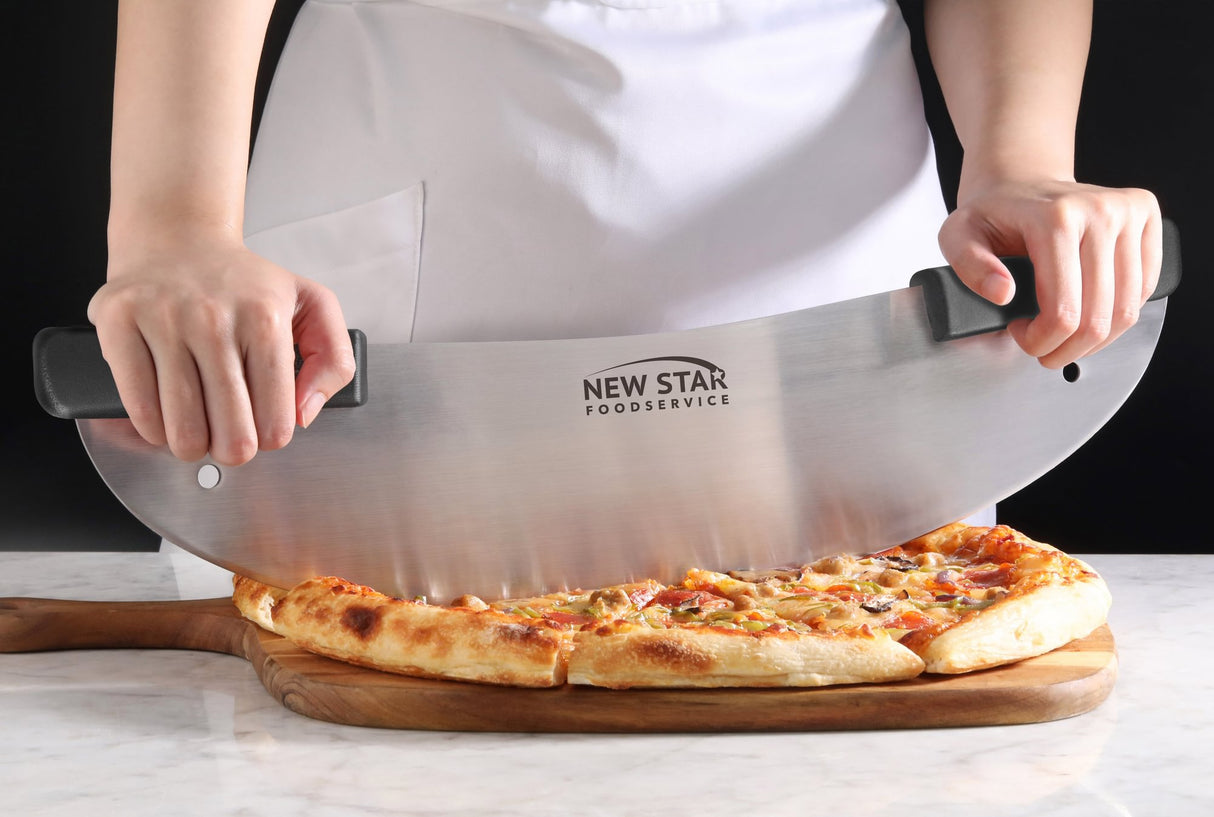 STAINLESS STEEL PIZZA CUTTER WITH HANDLE GRIPS