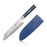 KITA SERIES SANTOKU KNIFE WITH SHEATH, HIGH CARBON X-7 DAMASCUS STEEL