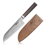 MAYA SERIES 7" SANTOKU KNIFE WITH SHEATH, HIGH CARBON X-7 DAMASCUS STEEL