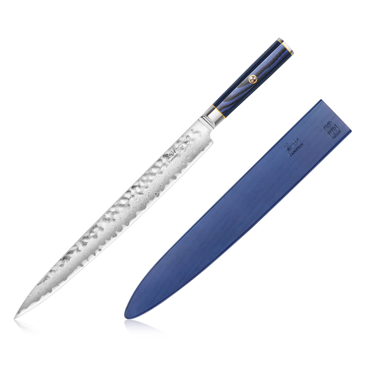 KITA SERIES 12" SASHIMI KNIFE WITH SHEATH, HIGH CARBON X-7 DAMASCUS STEEL