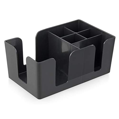 New Star Foodservice 48001 Plastic Bar Caddy Organizer with 6 Compartments, Black
