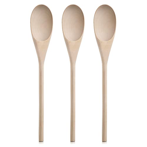 New Star Foodservice 42603 Classic Wood Kitchen Spoons Mixing Spoons, Light Yellow, Set of 3