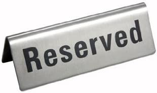 New Star Foodservice 26887 Stainless Steel Table Sign "Reserved" 1.75"x 4.75", Set of 6