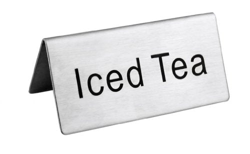 New Star Foodservice 27310 Stainless Steel Table Tent Sign,"Iced Tea", 3-Inch by 1-1/2-Inch, Set of 6