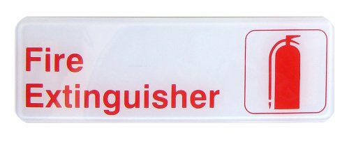 New Star Foodservice 56068 1-Piece 3"x 9" Sign, Red, Plastic (Fire Extinguisher)