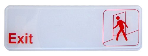 New Star Foodservice 56242 1-Piece 3"x 9" Sign, Red, Plastic (Exit)