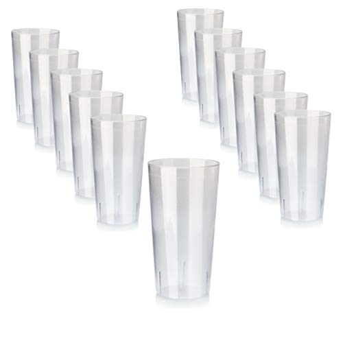 New Star Foodservice 46502 Tumbler Beverage Cup, Stackable Cups, Break-Resistant Commercial SAN Plastic, 32 oz, Clear, Set of 12