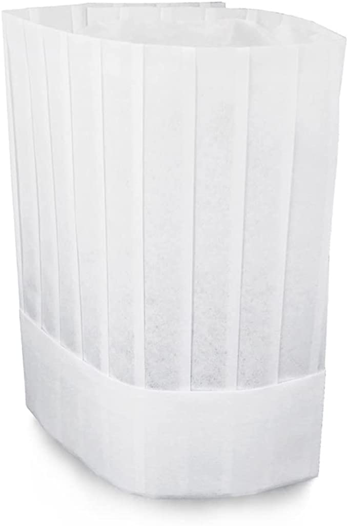 New Star Foodservice 32253 Disposable Non Woven Flat Chef Hat, 12-Inch, White, Set of 10
