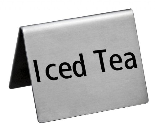 New Star Foodservice 27112 Stainless Steel Table Tent Sign,"Iced Tea", 2-Inch by 2-Inch, Set of 2