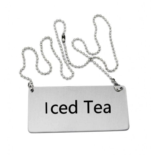 New Star Foodservice 27488 Stainless Steel Chain Sign,"Iced Tea", 3-1/2-Inch by 1-1/2-Inch, Set of 2