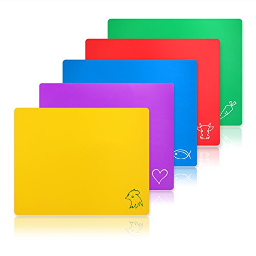 New Star Foodservice 28713 Flexible Cutting Board, 12-Inch by 15-Inch, Assorted Colors, Set of 5