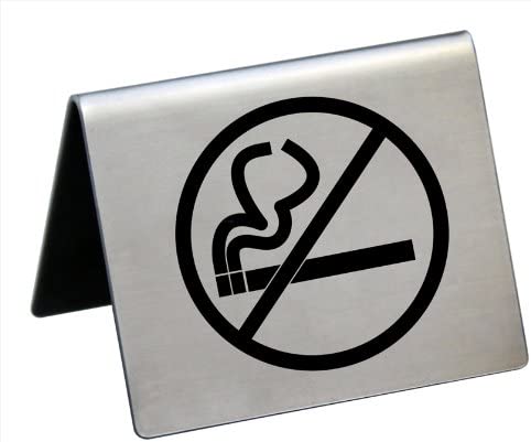 New Star Foodservice 26849 Stainless Steel Tent Sign, (No Smoking),  2"x 1.5", Set of 6