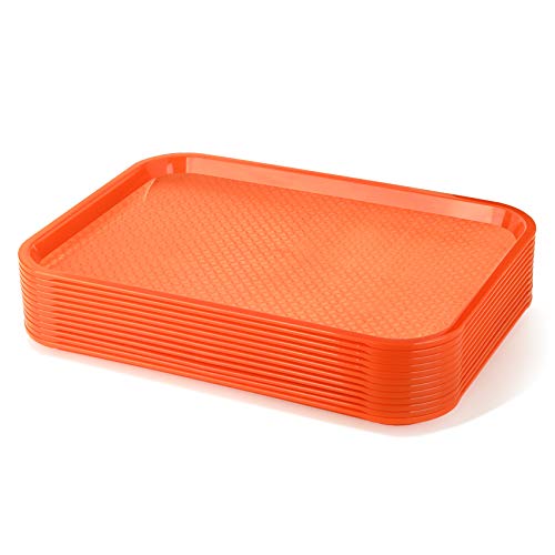 New Star Foodservice 24630 Fast Food Tray, 12 by 16-Inch, Orange, Set of 12