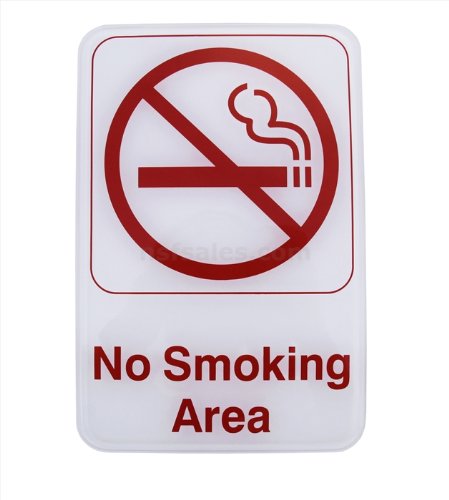 New Star Foodservice 56310 1-Piece 6"x 9" Sign, White, Plastic (No Smoking Area)