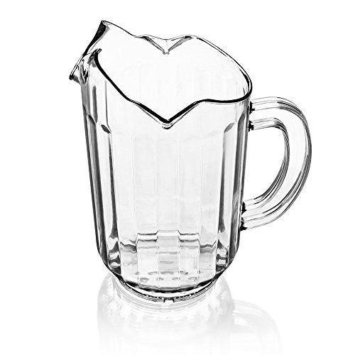 New Star Foodservice 46236 Polycarbonate Plastic Restaurant Water Pitcher with 3 Spouts, 60-Ounce, Clear, Set of 12