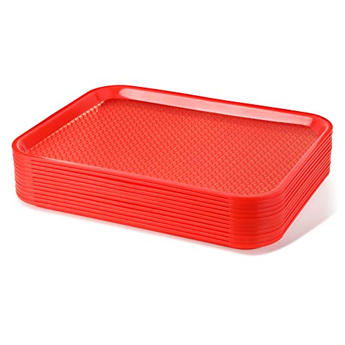 New Star Foodservice 24845 Red Plastic Fast Food Tray, 14 by 18-Inch, Set of 12