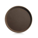 New Star Foodservice 24944 Restaurant Grade Non-Slip Tray, Plastic, Rubber Lined, Round (11-Inch, Brown)