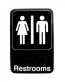 New Star Foodservice 56341 1-Piece 6" x 9" Sign, Black, Plastic (Restrooms)
