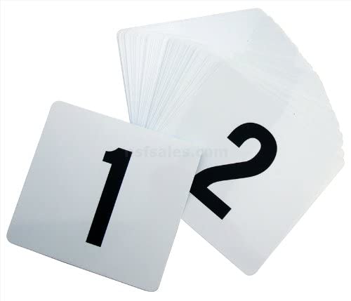 New Star Foodservice 27679 Ring Clip Table Number Card Holders, w/Number Cards, 1 to 24, Set of 24, 8-Inch, Chrome Stand