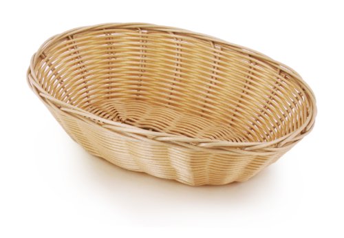 New Star Foodservice 44225 Food Serving Baskets 9.5 x 6.5 x 2.75 inch Oval, Hand Woven, Polypropylene, Set of 12, Natural