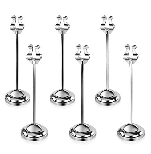 New Star Foodservice 27778 Stainless Steel Table Number Holder with Heavy Casting Base, 8-Inch, Set of 6