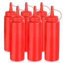 New Star Foodservice 26283 Squeeze Bottles, Plastic, 8 oz, Red, Pack of 6