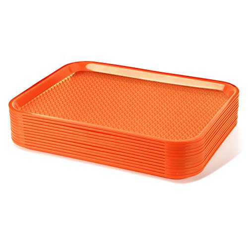New Star Foodservice 24814 Orange Plastic Fast Food Tray, 14 by 18-Inch, Set of 12